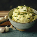 Bowl of garlic roasted mashed potatoes